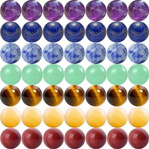 7 Chakra Natural Stone Beads Mixed 100pcs 8mm Round Genuine Real Stone Beading Loose Gemstone Amethyse Color DIY Smooth Beads for Bracelet Necklace Earrings Jewelry Making