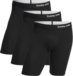 Tommy John Men’s Underwear, Supima Cool Cotton Boxer Briefs with Contour Pouch and Longer 8" Inseam, Comfortable, Breathable Fabric Underwear for Men, Quick Dry, 3 Pack, Black, XX-Large