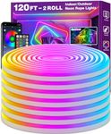 AILBTON Led Neon Rope Lights,36m Flexible Led Rope Lights,Control with App/Remote,Multiple Modes,IP65 Outdoor RGB Neon Waterproof,Music Sync Gaming Strip for Bedroom Indoor(2-3.5)