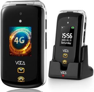 VOCA Big Button Flip Phone for Elderly | Dual Screen | Unlocked 4G LTE | Loud Volume | SOS Button | Hearing Aid Compatibility | Charging Dock | Predictive Text | V543 (Black)