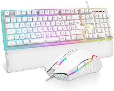 RedThunder K10 Ensemble Clavier et Souris Gamer, AZERTY FRANÇAIS + Repose-Poignets, Clavier Gaming Anti-Ghosting Rétroéclairé RVB et 7200 DPI avec Souris Gaming Ergonomique pour Les Joueurs (Blanc)