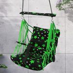 Sprointal Swing for Kids, Baby Swing Chair Cotton Children Folding and Washable 1-5 Years Swing with Safety Belt,Home and Garden Jhula for Babies |Swing for Kids|Hanging Cradle (Green Star) D 41 Cm