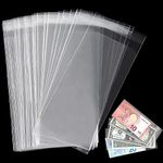 Uncle Paul Clear Paper Money Holder 18.5x9CM/7.2x3.5IN - Currency Sleeves Money Sleeve PP Material for Banknote/Bill/Trading Card/Stamp 100 Pieces PN01L100