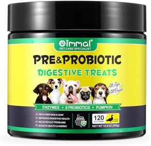 Probiotics for Dogs, Pre & Postbiotic Digestive Treats For Dogs, Dog Probiotics and Digestive Enzymes for Small, Medium and Large Dogs, 120 Chews, Duck Flavor