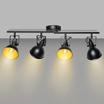 Unikcst LED Ceiling Spot Light Rotatable Retro 4 Way Spotlights Black Light Fitting E14 240V for Kitchen Bedroom Living Room (No Bulbs)