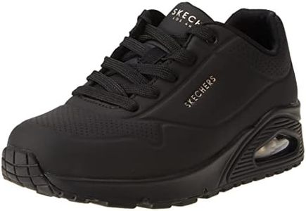 Skechers womens Skecher Street Women's Uno - Stand on Air Sneaker, Black/Black, 8 Wide US