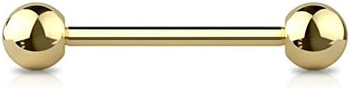 Jewel Barrel Tongue Bars Straight Barbell Piercing Ring 14G (1.6mm) Nipple Bar Jewellery 12/14/16mm Length 4/5/6mm Balls, Surgical Steel, 316 Surgical Steel