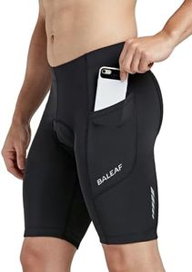baleaf Men's Padded Cycling Shorts Padding Bike Shorts Road Biking MTB Shorts Bicycle Pockets UPF 50+ Black L
