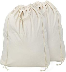 2 Pcs Canvas Laundry Bags with Carrying Handles & Drawstring Closure, Machine-washable Laundry Basket Hamper Liner Replacement Bags