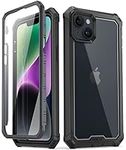 Poetic Guardian Case Compatible with iPhone 14 6.1 inch [6FT Mil-Grade Drop Tested], Full-Body Hybrid Shockproof Protective Rugged Clear Cover Case with Built-in Screen Protector, Black/Clear