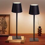 CHLORANTHUS Portable Table Lamps, 3 Colors Stepless Dimming, 5000mAh Rechargeable Battery Desk Lamp for Bedroom/Couple Dinner/Desk/Cafe/Dining Room/Terrace (Black 2 Pack)