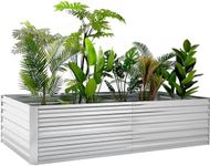 PrimeZone Raised Garden Beds Outdoor - 3 Packs 8x4x2 Ft Galvanized Metal Planter Boxes, Large Heavy Deep Root Gardening Planter Bed for Vegetables, Flowers, Herbs, 478 Gallon Capacity, Silver