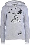 Peanuts Ladies Snoopy Fashion Hoodie - Ladies Classic Snoopy Fleece Sweatshirt Foil Sweatshirt (Heather Grey, X-Small)