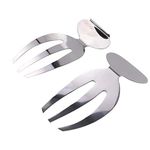 Zeerkeer Salad Servers 2 Pieces of Stainless Steel Salad Hands Tongs Kitchen Gadgets Utensils for Stirring Salad Noodles Fruits Noodle Server, Dishwasher-Safe