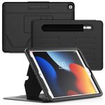 SEYMCY Case for iPad 9th/8th/7th Generation Case 10.2 inch, Business Shockproof Case with Multi-angle Magnetic Stand, Auto Sleep/Wake, Pencil Holder, Card Slot for iPad 9/8/7 Case, Black