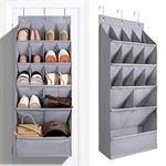 FENTEC 1 Pack Over the Door Shoe Organizers, Hanging Shoe Organizers with Large Pocket Shoe Holder Hanging Shoe Rack for Closet Shoe Organizer for Wall, Over Door Organizer with 15 Pockets Grey