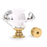 CZC HOME 10 PCS Diamond Crystal Glass Pull Handle Cabinet Knobs Cupboard Drawers Cabinet Dresser Bookcase Wardrobe (40mm, Gold)