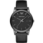 Emporio Armani Watch for Men, Three Hand Date Movement, 41 mm Black Stainless Steel Case with a Leather Strap, AR1732