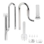 2 Pcs Stainless Steel Pipe Surface Skimmer Aquarium Inflow and Outflow Pipe Set with 3 Accessories and 8 Screw for Water Plant Tank (12 Pipe Surface Skimmer)