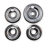 Chrome Drip Pans Replacement for Range Kleen 10124XZ Whirlpool W10196405 W10196406 1 Large 8" 3 Small 6"