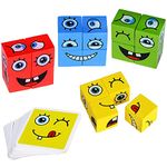 Kidology Emoji Cube Face Change Game for Kids, Learning Educational Emotion Change Blocks, Cute Face Changing Cube, Expressions Puzzles Toy for Kids Ages 3 Years and Up (Emoji 8 Cube-Bell)