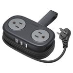 ORICO Travel Power Strip, 4 Outlets 3 USB Ports with 4FT Wrapped Short Extension Cord, Compact Power Strip for Hotel Travel Cruise Ship Essentials Dorm Room Essentials-Black