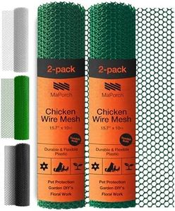 MAPORCH Plastic Wire Mesh Fence 15.7IN x 10FT Roll, 2-Pack Green - Ideal for Poultry, Dogs, Rabbit, Snake Barrier & Gardening - Durable Plastic Chicken Wire Mesh - Versatile Plastic Fencing