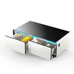 Decoraport Smart Coffee Table for Living Room with Drawers, Temperature Control Drawer, Wireless Charging, USB Type-C Charger, 110V Outlets, with Cold Storage, White, 135 L