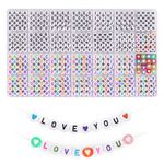 1850PCS Letter Beads for Bracelets，Doubles Colorful A-Z Letter Beads,，28 Styles Alphabet Beads for Bracelets Making,Heart Beads for Friendship Bracelet kit (White/Colors)