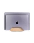 Nuvograin Dual Laptop Holder Vertical Laptop Stand, 2 Slots MacBook Stand Wood,Wooden Laptop Stand,Vertical Laptop Holder for Desk, Widen Dock Fits All MacBook/Surface pro