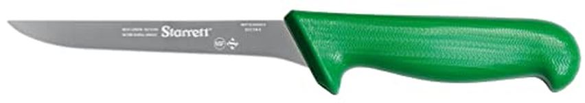 Starrett Professional Stainless Steel Chefs Kitchen Boning Knives - Narrow Straight Profile - 6-inch (150mm) - Green Handle