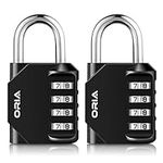 ORIA 2 Pack Combination Padlock, 4 Digit Lock Set, Security Padlock, Mental and Plated Steel, Weather Proof Design for School Gym Locker, Sports Bag, Filing Cabinets, Toolbox, Case etc.