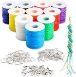 Bright Creations Lanyard String Boondoggle Kit with 10 Rolls (40 Yards Each) for Keychains and Bracelets (100 Total Pieces)