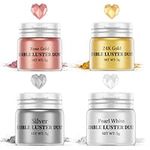 Nomeca Luster Dust Edible Set - 4 Colors Food Grade Shimmer Cake Dust Metallic Food Coloring Powder Glitter for Cake Decorating, Baking, Fondant, Gumpaste, Chocolate, Candy, Drinks, Cookie (3g/Bottle） (L)