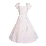 Dressy Daisy Girls' Beading Satin Occasion Communion Dresses Flower Girl Dress with Bolero Size 9-10 White