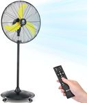 FUGOO 24" Whisper-Quiet Industrial Pedestal Fan - Brushless DC Motor, 5000 CFM Waterproof Heavy Duty Outdoor Fan, Energy Efficient for Garage, Warehouse, Patio, Commercial