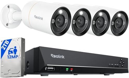 REOLINK 12MP Wired Security Camera System, 4pcs H.265 12 Megapixel UHD PoE Surveillance Cameras, Person Vehicle Pet Detection, Spotlight Color Night Vision, 8CH NVR with 2TB HDD, RLK8-1200B4-A