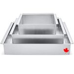 Crown Square Cake Pan Set, 6, 8, 10 by 3", Heavy Duty, Straight Edges, Pure Aluminum, Made in Canada