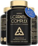 L-Carnitine Capsules 2200mg - L-Carnitine Complex with Vitamins D & B - Reduces Tiredness & Fatigue - Energy & Metabolism Support - 120 Vegan Tablets - High Strength L Carnitine Tartrate Supplement