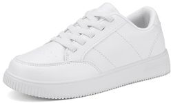 Shoful Boys White Trainers Girls Slip On Shoes Lightweight Sports Big Kids Fashion School Sneakers 5