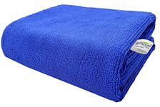 Softspun Microfiber Bath & Hair, Care Towel Set of 1 Piece, 70x140 Cms 340 GSM (Blue). Super Soft & Comfortable, Quick Drying, Ultra Absorbent in Large Size.