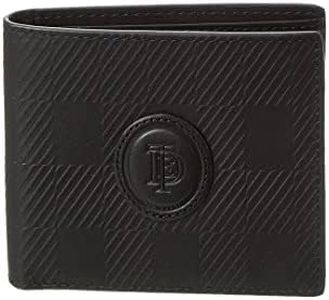 Ted Baker Men's Glassko House Check Leather Embossed Bifold Wallet, Black, One Size