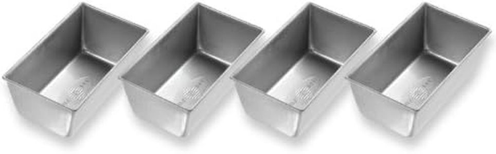 USA Pan Bakeware Mini Loaf Pan, Set of 4, Nonstick & Quick Release Coating, Made in The USA from Aluminized Steel, Silver