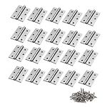 TamBee 20Pcs 1.7inch Folding Butt Hinges Cabinet Cupboard Closet Door Home Furniture Hardware Stainless Steel Silver Tone