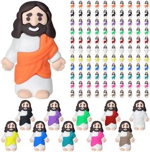 Keway 110 PCS Mini Jesus Figurines in Bulk, Little Jesus for Hide and Seek, Religious Easter Egg Stuffers Rubber Tiny Miniature Jesus, Baptism Gifts, Sunday School Crafts & Party Favors (11 Colors)