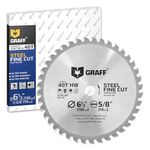 GRAFF 6-1/2-Inch 40-Tooth Circular Saw Blade for Metal, Aluminum, Steel - Steel Cutting Saw Blade with 5/8-inch Arbor for Circular Saw and Table Saw Blade, Miter Saw Blade