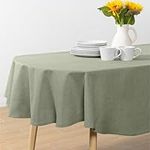 JEMIDI Faux Linen Outdoor Table Cloth - Tablecloth for Indoors or Outdoors - Cover for Outside Garden Dining Tables - 160cm x 220cm - Oval - Light Green