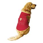 Ruse Summer Dog T-Shirt I Love My Human Foil Edition Printed Pets Round Neck Sleeveless Vest Tank/Tees/Apparel/Clothes for Dogs Poppy Red/Golden/Small (Apso, Shih Tzu etc.)