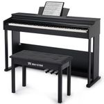 MUSTAR 88 Key Piano Keyboard Fully Weighted with Piano Bench, Digital Piano 88 Weighted Keys Hammer Action, Electric Piano Keyboard 88 Keys with Stool, 3 Pedals, USB/MIDI, Furniture Stand (Black)
