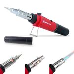 Berkling BSG-568 3-in-1 Cordless Butane Soldering Iron | Heat Gun | Mini Torch - Self-Ignite, Rechargeable, Light Weight, Portable, Adjustable Flame for Automotive, Electronics, DIY, Computer (Red)